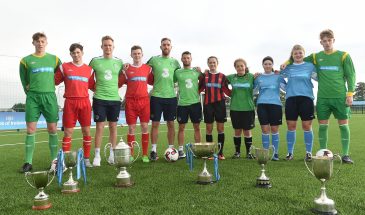30 August 2016; Republic of Ireland players Wesley Hoolahan, Alex Pearce and Richard Keogh with students, from left, Cathal Farren from Carndonagh National School, Co. Donegal, Bryan Cotter and Brian Mucahy from Presentation Collage Cork, Sarah McKevitt and Christine Coffey from Presentation secondary school Thurles, Co. Tipperary, Lauren Valentine and Hannah Scott from Presentation school, Kilkenny, and Sam Todd from Carndonagh National School, Co. Donegal, at the National Sports Campus in Abbottown, Dublin. Photo by David Maher/Sportsfile *** NO REPRODUCTION FEE ***